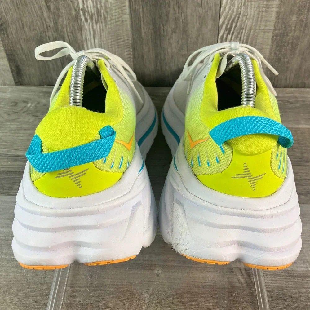 Hoka Bondi X Mens 9 White Evening Primrose Carbon Plate Running Shoes 1113512